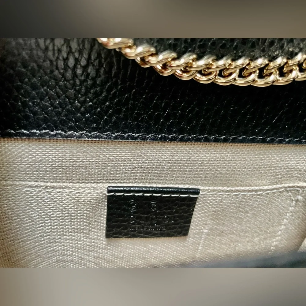 GUCCI Dollar Calfskin Black Interlocking Chain Handbag